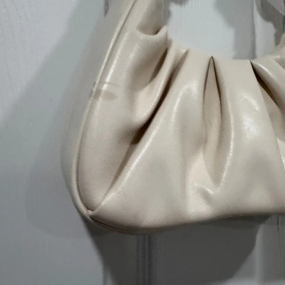 JW Pei Cream Ruched Shoulder‎ Bag Faux Leather Trendy Handbag